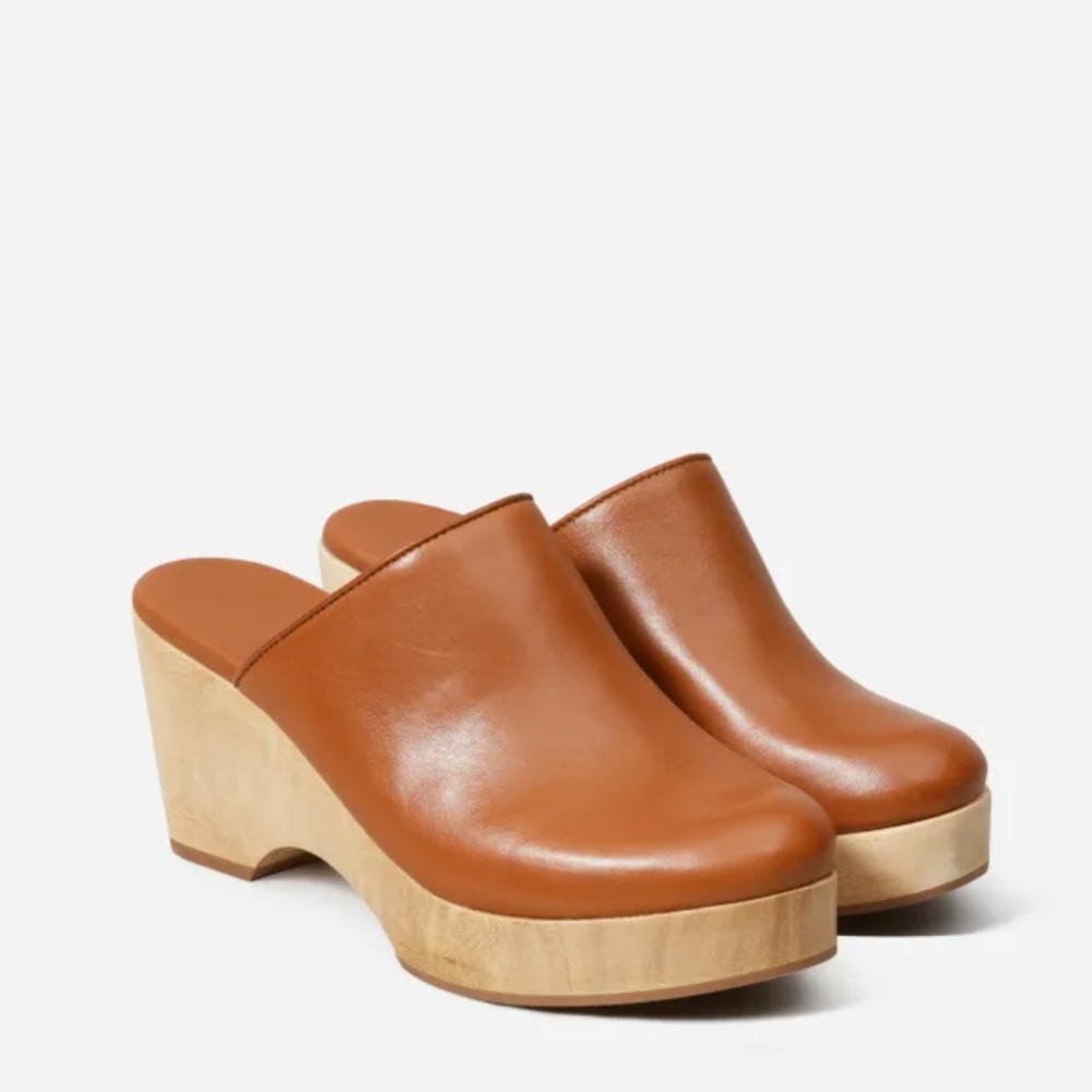Everlane The Clog Shoes in Cognac